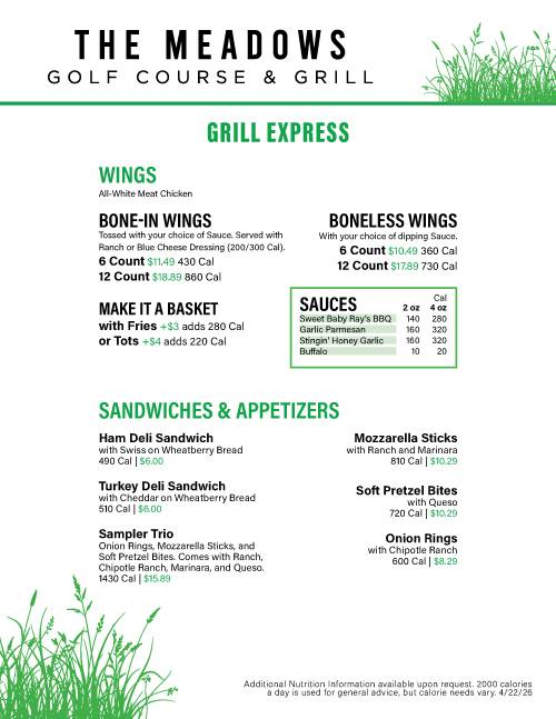 Grill Express Menu